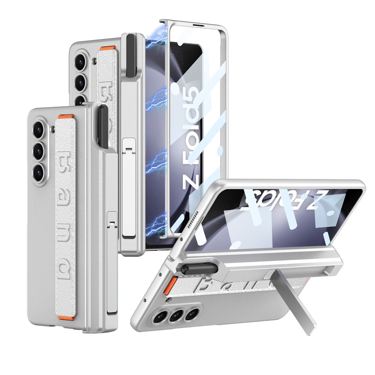 GKK For Samsung Galaxy Z Fold5 5G Case PC Wristband Phone Cover with Screen Film Pen Holder GKK For Samsung Galaxy Z Fold5 5G Case PC Wristband Phone Cover with Screen Film Pen Holder